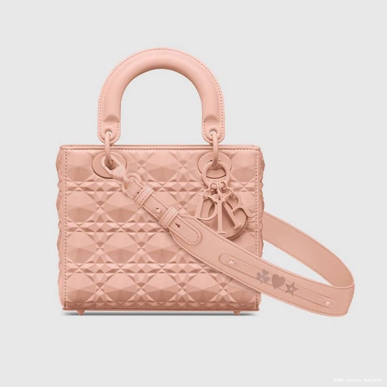 Cheap ABCDior Cannage My Ultramatte Calfskin Pink Diamond Bag Lady with Dior Motif 0817 Luxury